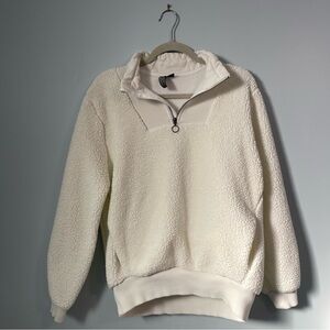 Cozy White Sherpa Quarter-Zip Pullover
